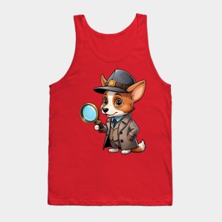 Cute Detective Dog with Magnifying Glass Tank Top